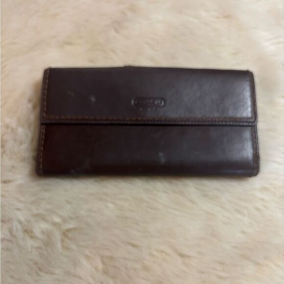 Vintage Coach Dark Brown Leather Wallet with Gold Turnlock - Picture 5 of 9